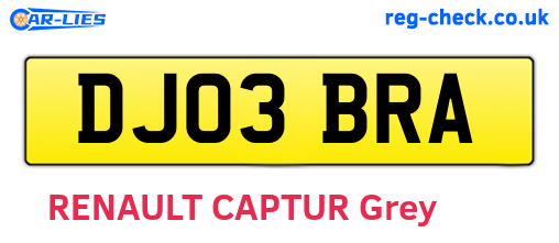 DJ03BRA are the vehicle registration plates.