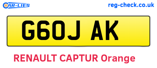 G60JAK are the vehicle registration plates.