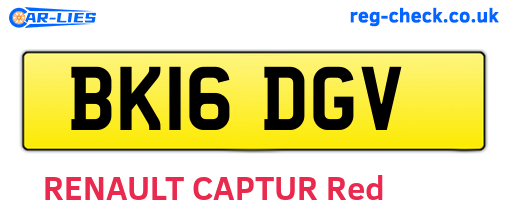 BK16DGV are the vehicle registration plates.