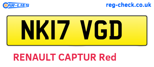 NK17VGD are the vehicle registration plates.