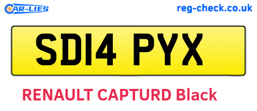 SD14PYX are the vehicle registration plates.