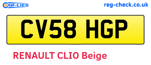 CV58HGP are the vehicle registration plates.
