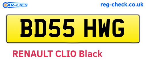 BD55HWG are the vehicle registration plates.