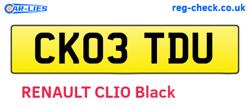 CK03TDU are the vehicle registration plates.
