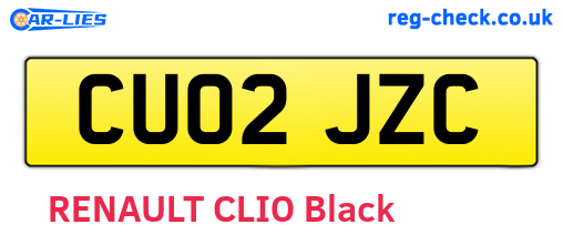 CU02JZC are the vehicle registration plates.