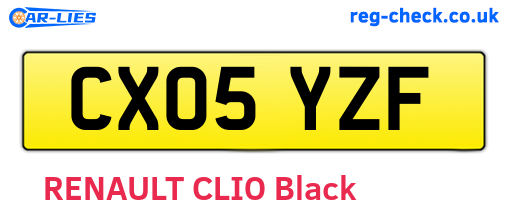 CX05YZF are the vehicle registration plates.