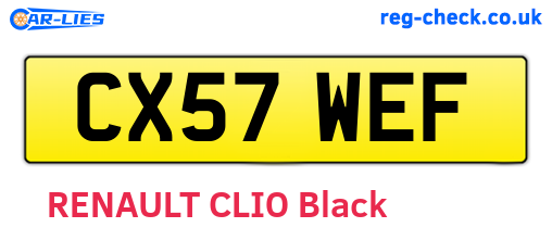 CX57WEF are the vehicle registration plates.