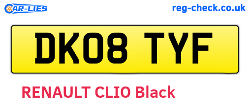 DK08TYF are the vehicle registration plates.
