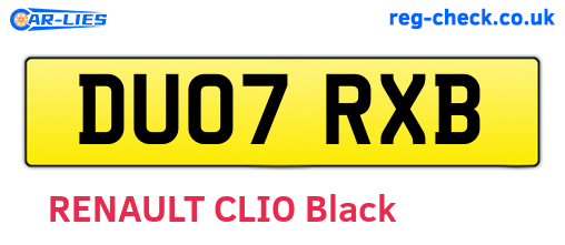DU07RXB are the vehicle registration plates.