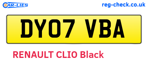 DY07VBA are the vehicle registration plates.