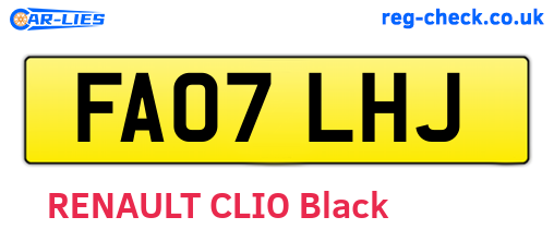 FA07LHJ are the vehicle registration plates.