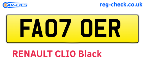 FA07OER are the vehicle registration plates.
