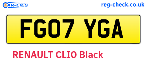 FG07YGA are the vehicle registration plates.