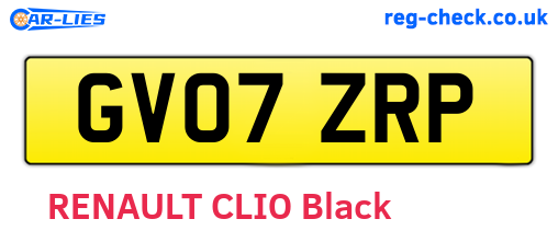 GV07ZRP are the vehicle registration plates.