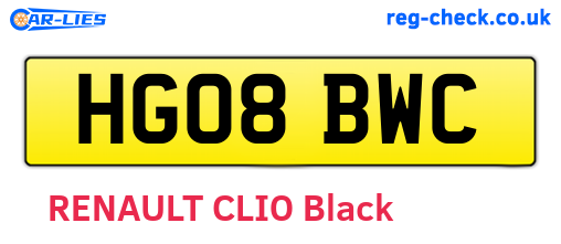 HG08BWC are the vehicle registration plates.