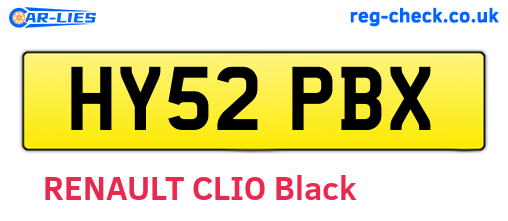 HY52PBX are the vehicle registration plates.