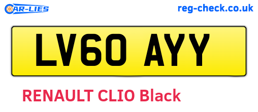 LV60AYY are the vehicle registration plates.