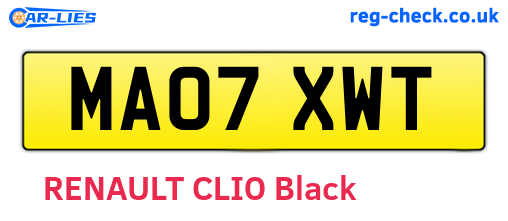 MA07XWT are the vehicle registration plates.