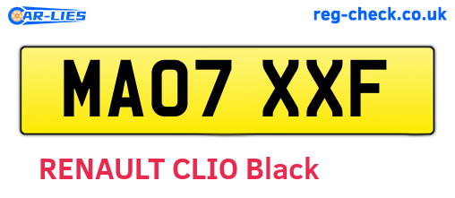 MA07XXF are the vehicle registration plates.