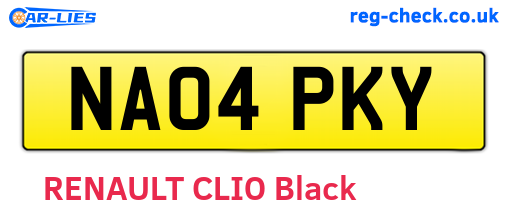 NA04PKY are the vehicle registration plates.