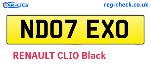 ND07EXO are the vehicle registration plates.