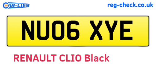 NU06XYE are the vehicle registration plates.
