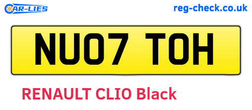 NU07TOH are the vehicle registration plates.