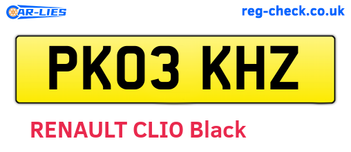 PK03KHZ are the vehicle registration plates.
