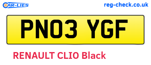 PN03YGF are the vehicle registration plates.