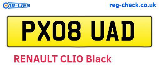 PX08UAD are the vehicle registration plates.
