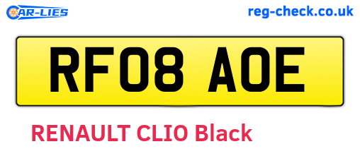RF08AOE are the vehicle registration plates.
