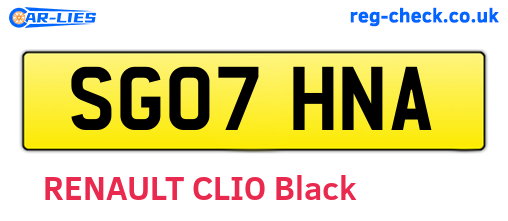 SG07HNA are the vehicle registration plates.