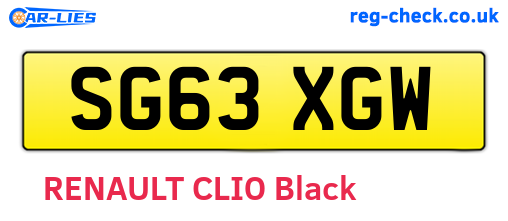SG63XGW are the vehicle registration plates.