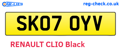 SK07OYV are the vehicle registration plates.