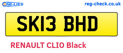 SK13BHD are the vehicle registration plates.