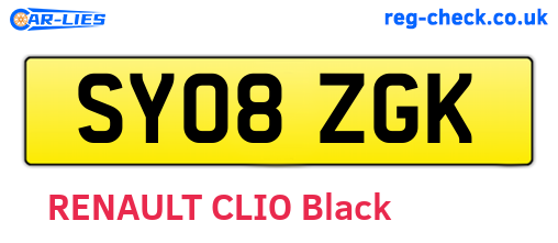 SY08ZGK are the vehicle registration plates.