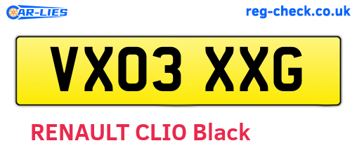VX03XXG are the vehicle registration plates.