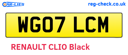 WG07LCM are the vehicle registration plates.