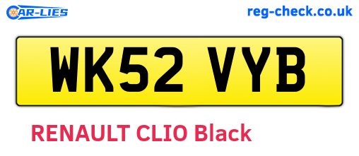 WK52VYB are the vehicle registration plates.