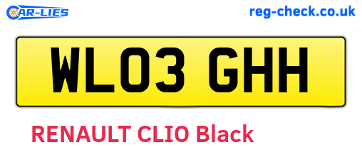 WL03GHH are the vehicle registration plates.