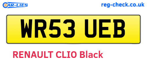 WR53UEB are the vehicle registration plates.