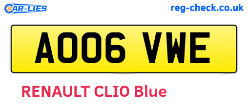 AO06VWE are the vehicle registration plates.
