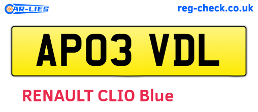 AP03VDL are the vehicle registration plates.
