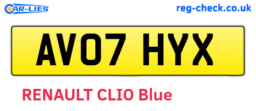 AV07HYX are the vehicle registration plates.