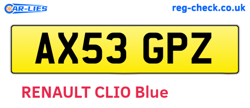 AX53GPZ are the vehicle registration plates.