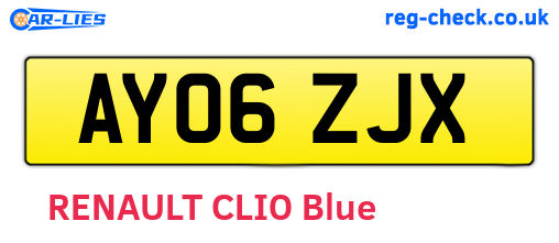 AY06ZJX are the vehicle registration plates.