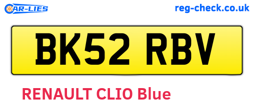 BK52RBV are the vehicle registration plates.