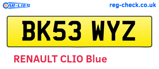 BK53WYZ are the vehicle registration plates.