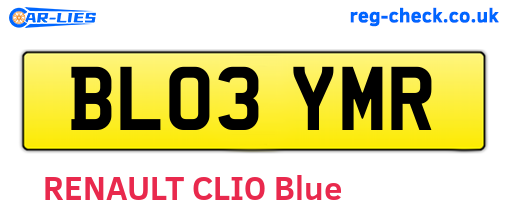 BL03YMR are the vehicle registration plates.