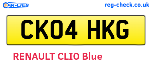 CK04HKG are the vehicle registration plates.
